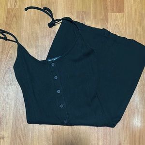 black tie strap button down dress